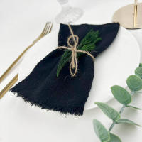 Elegante Pañuelos de Gasa de Algodón Retro 20 Pcs Lineno Burr para Boda, Fiesta, Comedor Diario - details 7