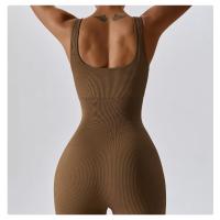Ropa de baile de yoga de una pieza sin costuras para mujer Mono ajustado acanalado - details 10