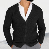 Suéter cansado de manga larga para hombre, chaqueta de punto con cuello en V, ropa de moda de talla grande, otoño e invierno, 2024 - details 4