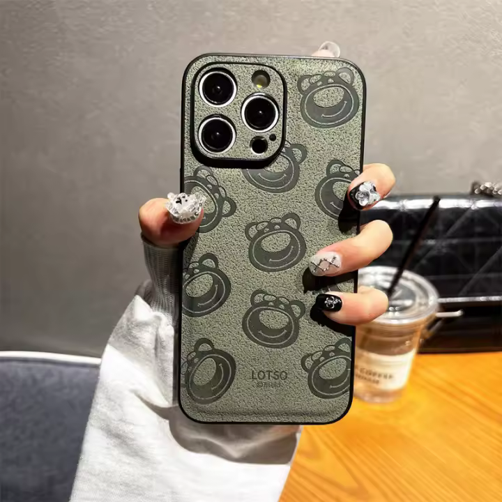 Funda de Teléfono de Cuero con Patrón Embossado de Winnie the Pooh y Perro Canino - 1