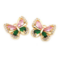 4 Uds. Colgantes de mariposa de latón y circonita de Color dorado de 18K, suministros para hacer joyas, collar, pendientes, accesorios para mujer - details 2
