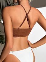 2025 nuevo cuello Color bloque traje de baño Bikini Sexy Bikini Split traje de baño mujeres - details 4