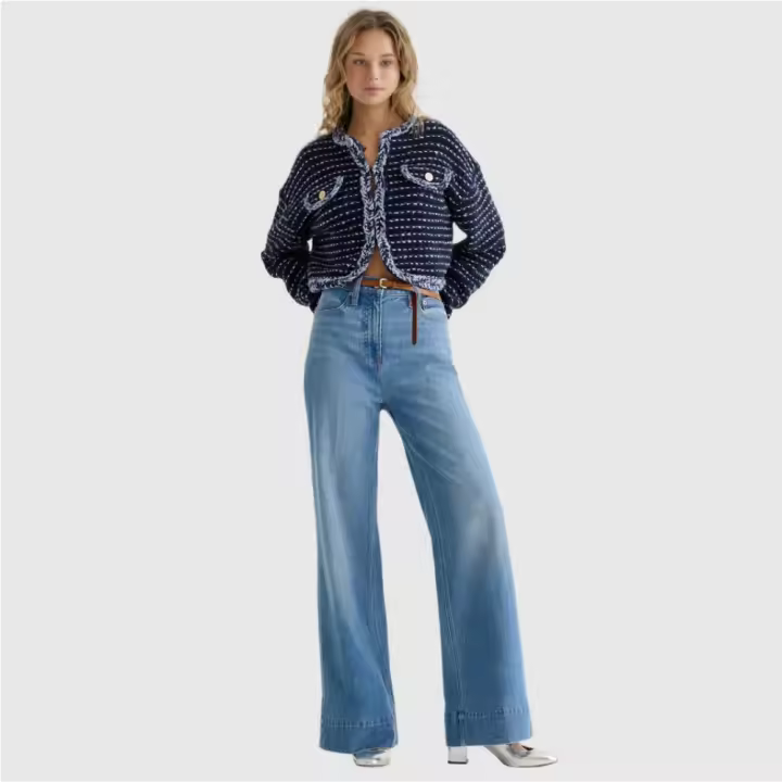 Pantalones vaqueros de pierna ancha Pantalones sueltos elásticos de moda para mujer - 1
