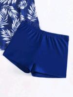 2025 Vestido corto Tankini con pantalones cortos traje de baño para mujer traje de baño femenino acolchado estampado traje de baño ropa de playa para nadar verano - details 23