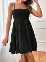 Mini vestido sin mangas combinado con chaleco tipo camiseta de verano para mujer, falda corta líquida para acampar - details 14