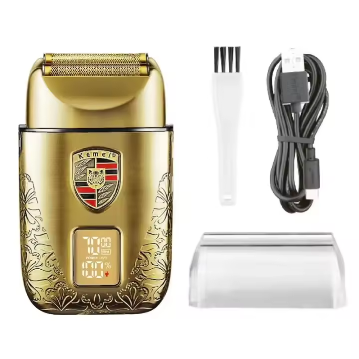Kemei-Afeitadora de lámina inalámbrica recargable para hombre, afeitadora de barba recíproca de doble hoja, cuidado facial, multifunción, potente recortadora de peluquero - 1
