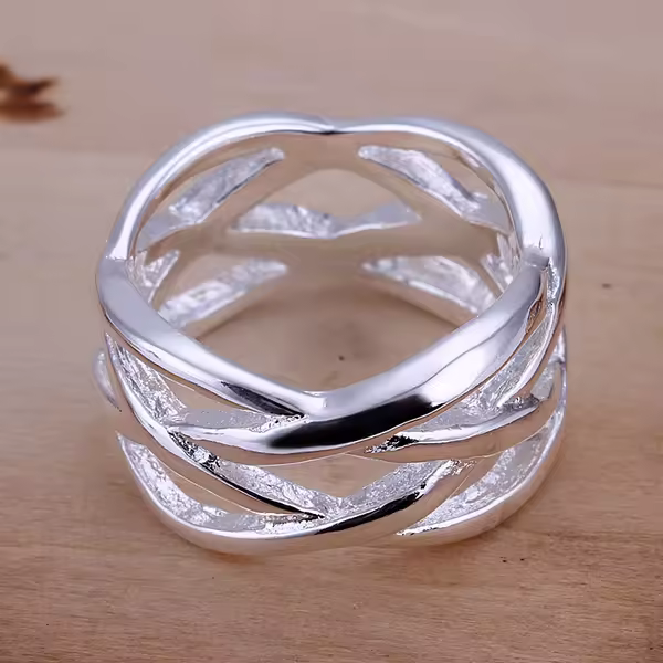 Anillo de tejido rojo de Plata de Ley 925 para mujer, joyería de moda, regalo de joyería 6-9 - details 2