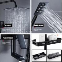 Traje de ducha de baño negro, sistema de ducha de bañera colgante de pared, traje de ducha presurizada de agua de lluvia, juego - details 1