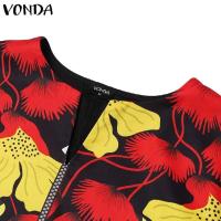 Vestido de talla grande 5XL VONDA para mujer, estampado bohemio, Vintage, corto, manga acampanada, Vestido veraniego para fiesta, Vestido informal para mujer 2025 - details 6
