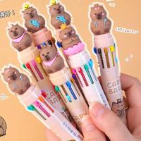 Capybara-10 bolígrafos multicolores Kawaii para niños, bolígrafo de dibujos animados de oso lindo, suministros de oficina escolar, papelería, regalo - details 0