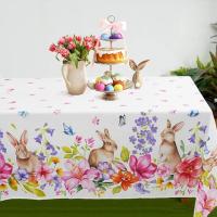 Mantel rectangular impermeable, mantel de conejito para colorear ral de primavera para comedor, fiesta en casa, decoración de Pascua - details 0