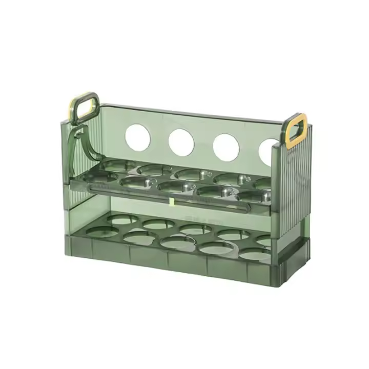 Caja de almacenamiento de huevos de gran capacidad, organizador con asa, contenedor para refrigerador, 20 rejillas - 1