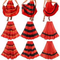 Faldas Flamenco española mujer, falda larga con volantes grandes, tre salón latino para danza del vientre, actuación de 360 - details 0