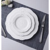 Juego de Platos de Carga de Porcelana Blanca Empresada 3pcs 6+8+10 pulgadas - details 6