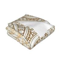 Manta decorativa de forro polar con patrón de mandala dorado y terciopelo coral blanco brillante para adultos estilo americano - details 3