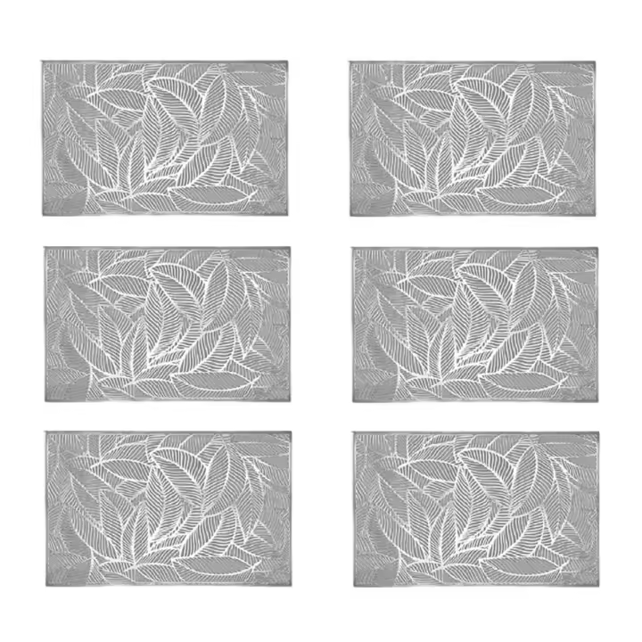 Manteles individuales aislados de hojas rectangulares, tapete de mesa de restaurante de comedor de Hotel de alta gama, decoración ahuecada, 6 unidades - 1