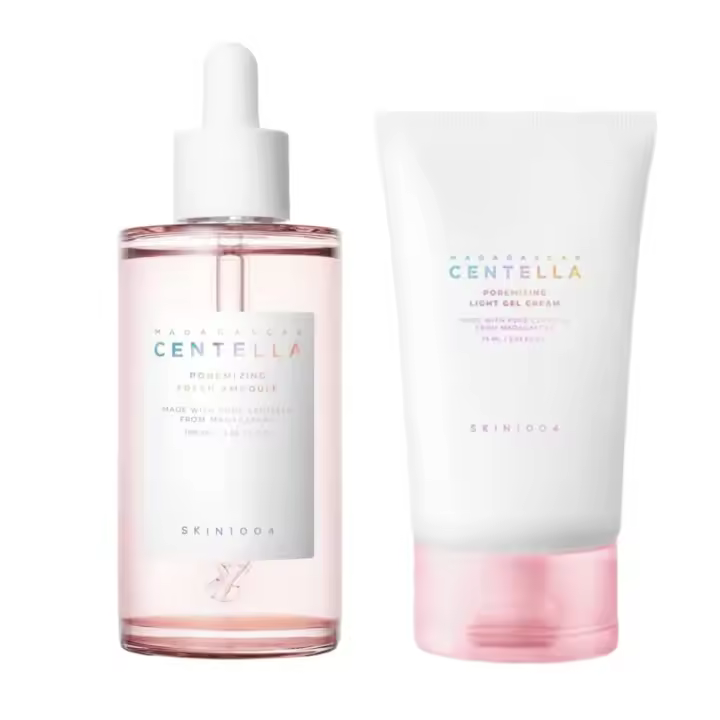 SKIN1004 Paquete de ampolla fresca de Centella de Madagascar de 100 ml y crema de gel ligera poremizante de 75 ml - 1