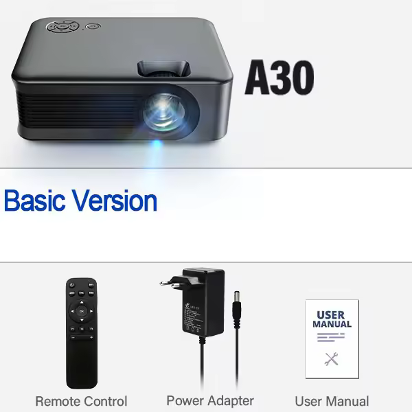 Proyector para Uso Doméstico AUN A30/A30C 800*480P, Soporte 4K, 3000 Lúmenes, WIFI Inalámbrico, Audio Incorporado, Material de Plástico - 1