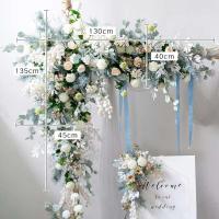 Decoración al por mayor de fábrica con flores, arco de flores de seda azul para telón de fondo de boda - details 9