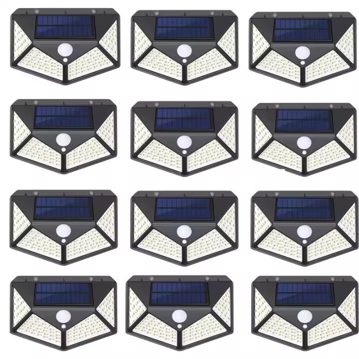 famgem Pack De 12 Luces Solares Exteriores 100LED Con Sensor De Movimiento Iluminación De 270 °   Para Jardín Patio Seguridad Brillante - 1