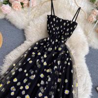 Vestido de Malla con Estampado Floral de Moda Coreana 2025 Estilo de Playa para Mujeres YuooMuoo - details 5