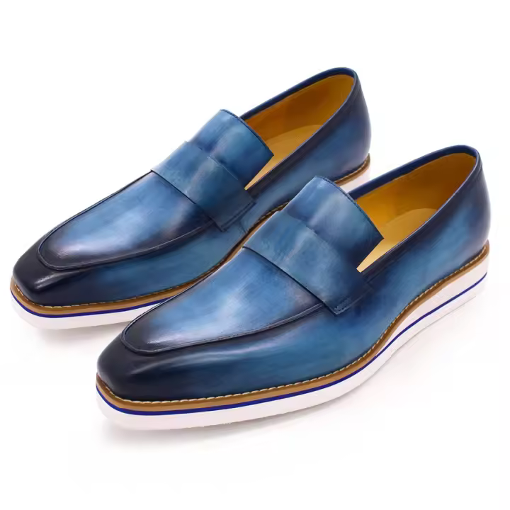 Zapatos casuales hechos a mano de cuero para hombres, mocasines planos ligeros y cómodos - 1