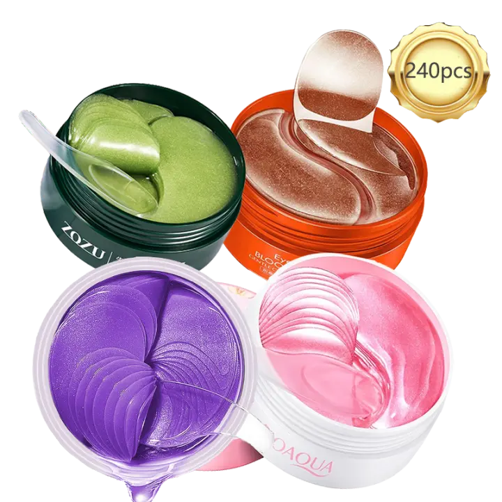 240 Uds = 120 pares de parches para los ojos ácido hialurónico, oro, algas marinas y perlas negras, mascarilla hidratante de Gel de colágeno de cristal para ojos - 1
