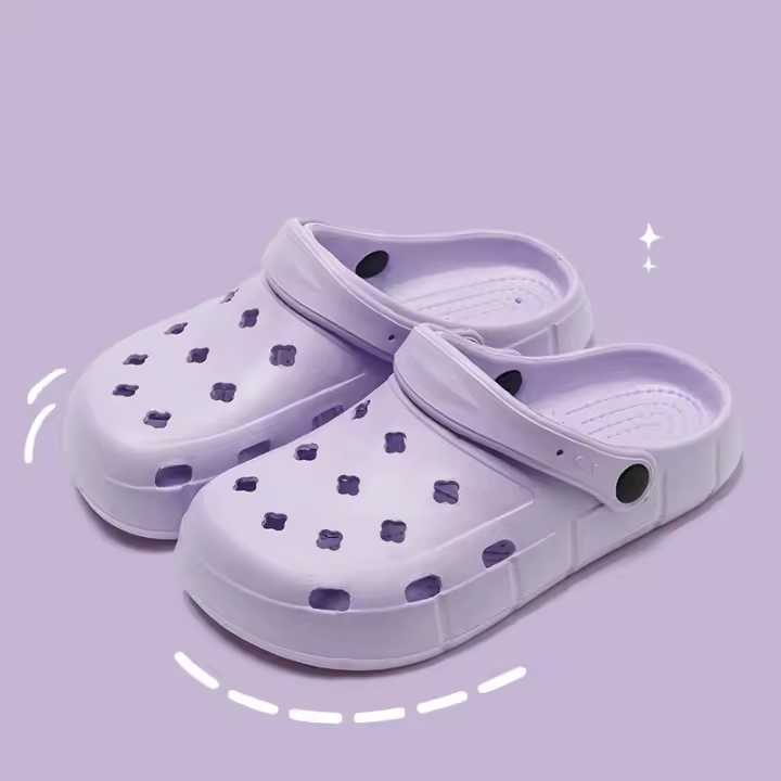 Zapatillas de verano impermeables para mujer con suela suave de EVA de color sólido - 1