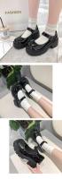 Zapatos Mary Jane de mujer, nuevos, pequeños, de cuero, con tacón alto y suela gruesa, estilo universitario. - details 1
