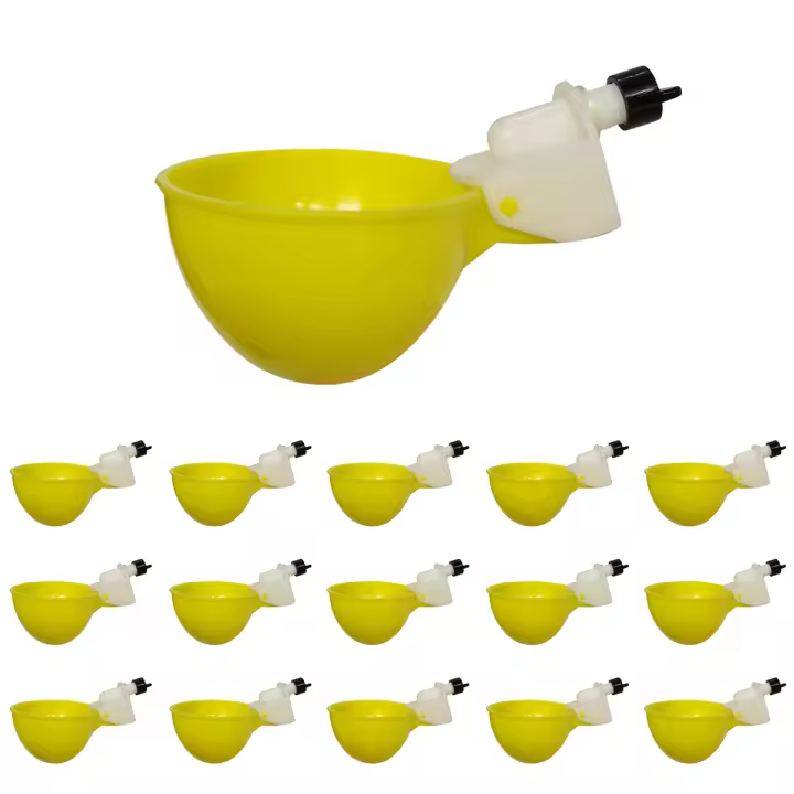 Bebedero automático para pollos de 15 piezas, bebedero de plástico para aves de corral, vasos para beber agua, suministros para animales de granja - 1