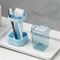 Juego de vasos para cepillo de dientes, organizador para parejas, diseño que ahorra espacio, Ideal para decoración y organización del baño - details 5