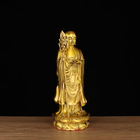 Adorno de Bodhisattva de pie Jiuhuashan tierra rey tibetano estatua de Buda de bronce artesanías de decoración del hogar - details 3