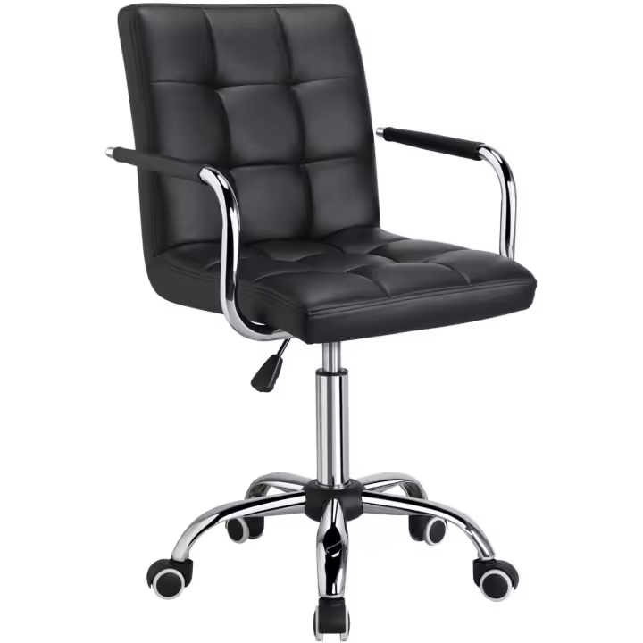 Silla de oficina giratoria, taburete de trabajo, escritorio ergonómico con respaldo negro - 1