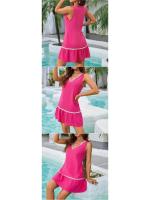 Falda corta de primavera y verano para mujer con cuello en V, vestido informal cómodo de color sólido - details 0