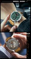 Reloj de cuarzo multifunción para hombre, cronógrafo de aviación, correa de cuero genuino, resistente al agua, luminoso, informal - details 10