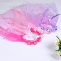 Diadema de princesa pequeña para niños, velos de novia de tul de doble capa, guirnalda de flores, volantes, encaje Floral, corona para fiesta de boda - details 2