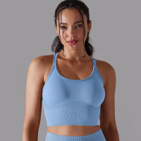 Sujetador de yoga sin costuras para mujer, sujetador deportivo cruzado de alto impacto, a prueba de golpes, top corto, transpirable, antisudor - details 50