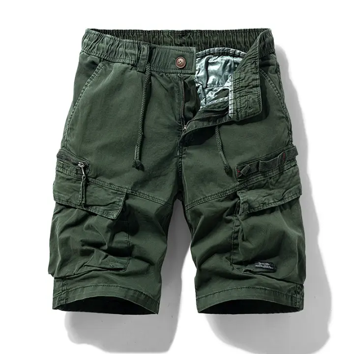 Pantalones cortos de algodón con múltiples bolsillos para hombre, estilo vintage - 1