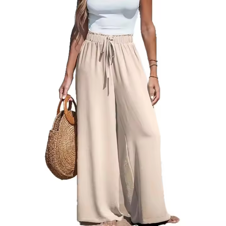 Pantalones de pierna ancha cómodos e informales TK para mujer - 1