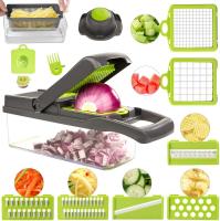 Cortador de verduras multifuncional para cocina, accesorio rallador con hoja de acero, para patatas y zanahorias, 8 en 1 - details 0