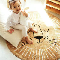 Manta de estilo nórdico para niños Alfombra de juego con dibujos animados Peluche redonda lavable para sala de estar Decoración para dormitorio de recién nacidos - details 1