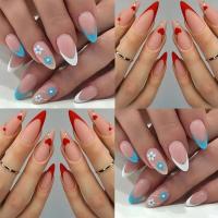 Juego completo de uñas postizas onduladas francesas, múltiples estilos, 24 piezas, precio asequible - details 1
