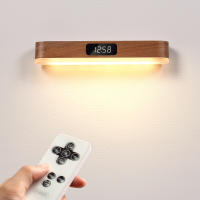 Lámpara De Alimentación Recargable Con Control Remoto, Luz Nocturna Inteligente Con Reloj De Madera Maciza Con Luz Ambiental - details 0