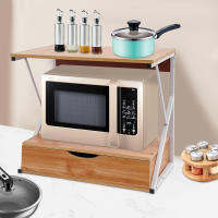 Estante para microondas de 54 x 35 x 50 cm, estante para microondas de 2 niveles con cajones y cubiertas protectoras, estante de cocina de pie para cocina y almacenamiento, hasta 10 kg - details 2