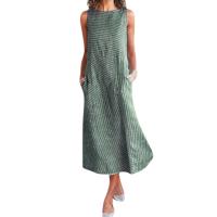 Vestido MIDI de verano a rayas con estilo casual y cómodo Sin mangas, suelto, con bolsillos, Moda para mujeres - details 2