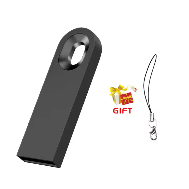JASTER USB 2.0 Flash Drive de 128GB Diseño Creativo de Memoria en Chapa de Metal Negro con Llavero Gratis Almacenamiento de Datos Eficiente - 1