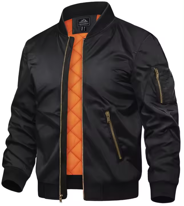 Chaquetas de hombre-Chaqueta de bomber Otoño Invierno Cortavientos cálido Abrigos acolchados casuales con cremallera completa - 1