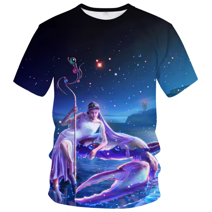Camiseta deportiva casual con estampado de constelaciones para hombres y mujeres 3D manga corta lavada a máquina poliéster exterior temporada primavera/verano - 1