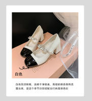 Nuevo francés Xiaoxiangfeng tacón grueso Mary Jane temperamento versátil color coincidencia de zapatos individuales de tacón alto - details 9
