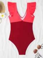 2025 Ztvitality traje de una pieza con cruz hueca y volantes lisos, traje de baño para mujer, ropa de playa - details 12